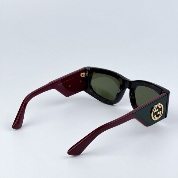 Gucci GG1664S 002 BRAND NEW Sunglasses Havana Red Green Rectangle Unisex - Picture 7 of 10